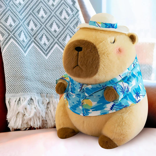 Capybara Wearing Blue Hawaiian Shirt Plush Toy