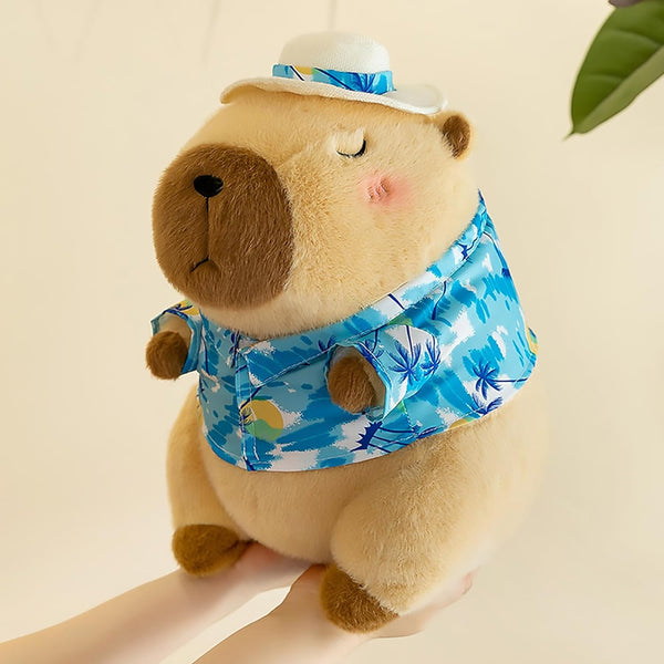 Capybara Wearing Blue Hawaiian Shirt Plush Toy