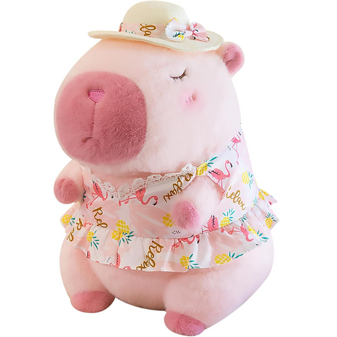 Capybara Wearing Pink Hawaiian Dress Plush Toy