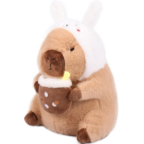 Capybara Wearing Bunny Hat Plush Toy