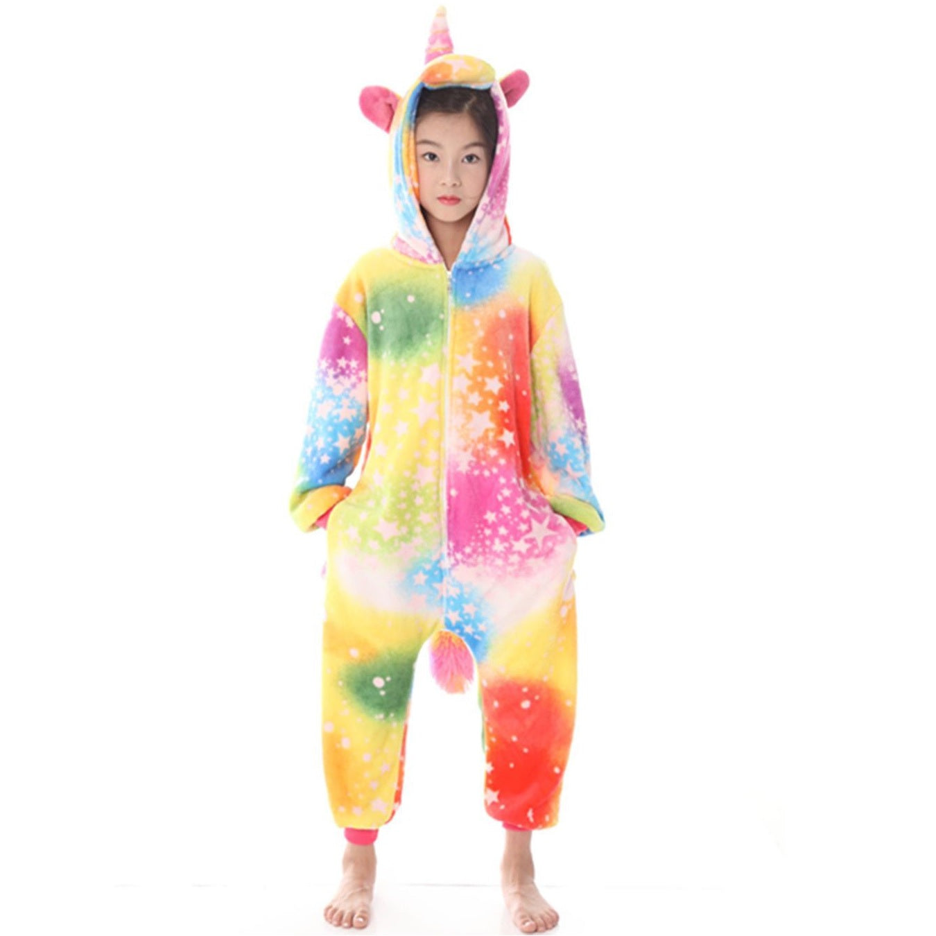 Onesie World Unisex Animal Pyjamas - Yellow Bright Sky Unicorn Kid Onesie (Cosplay / Nightwear / Halloween / Carnival / Novelty Costume)