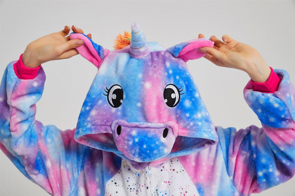 Onesie World Unisex Animal Pyjamas - Purple Unicorn with Sparkling Stars Adult Onesie (Cosplay / Nightwear / Halloween / Carnival / Novelty Costume)