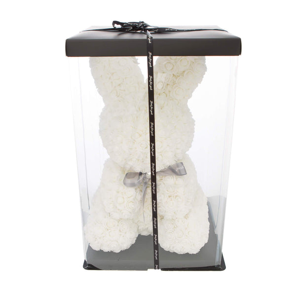 Gorgeous White Rose Bunny with LED Light and Gift Box - 40cm