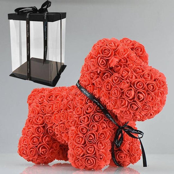 Gorgeous Red Rose Puppy with LED Light and Gift Box - 40cm