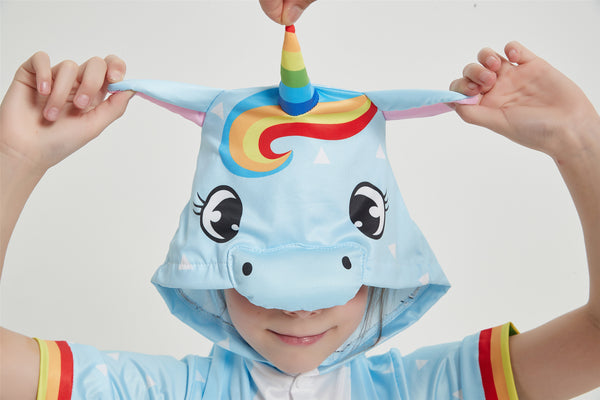 Onesie World Unisex Animal Summer Pyjamas - Blue Unicorn Kids Summer Onesie (Book-week / Nightwear / Halloween / Pyjama Days)
