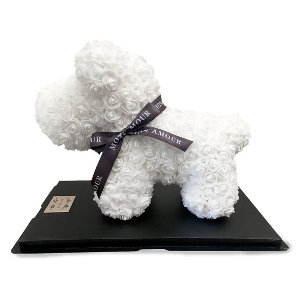 Gorgeous White Rose Puppy with LED Light and Gift Box - 40cm