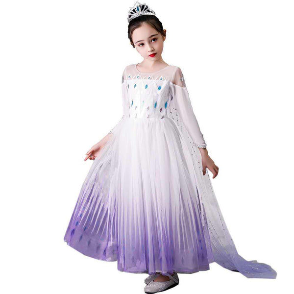 White-Purple Party Costume Princess Dress With Cape