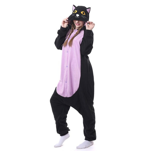 Onesie World Unisex Animal Pyjamas - Spooky Black Cat Adult (Cosplay / Nightwear Halloween Carnival