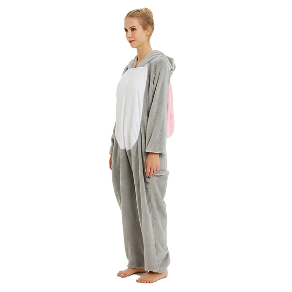 Onesie World Unisex Animal Pyjamas - Big-Ear Grey Bunny Adult Onesie (Cosplay / Nightwear / Halloween / Carnival / Novelty Costume)