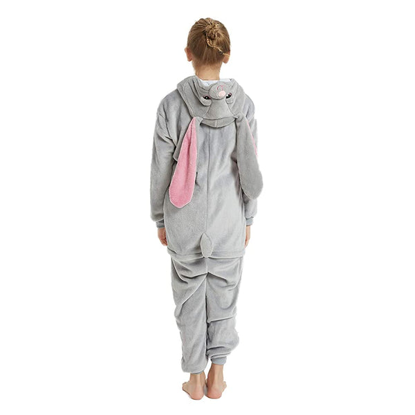 Onesie World Unisex Animal Pyjamas - Big-Ear Grey Bunny Kids Onesie (Cosplay / Nightwear / Halloween / Carnival / Novelty Costume)