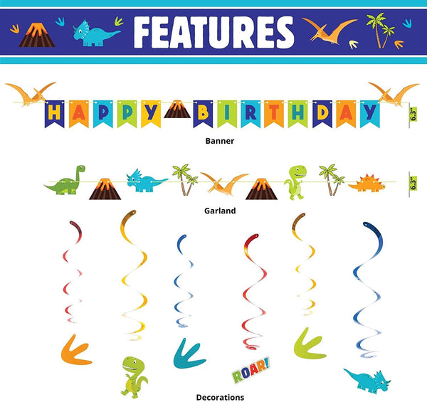 Dinosaur Theme Birthday Party Supplies Basic Package (#Type A)