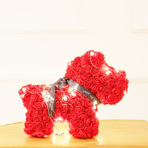 Gorgeous Red Rose Puppy with LED Light and Gift Box - 40cm