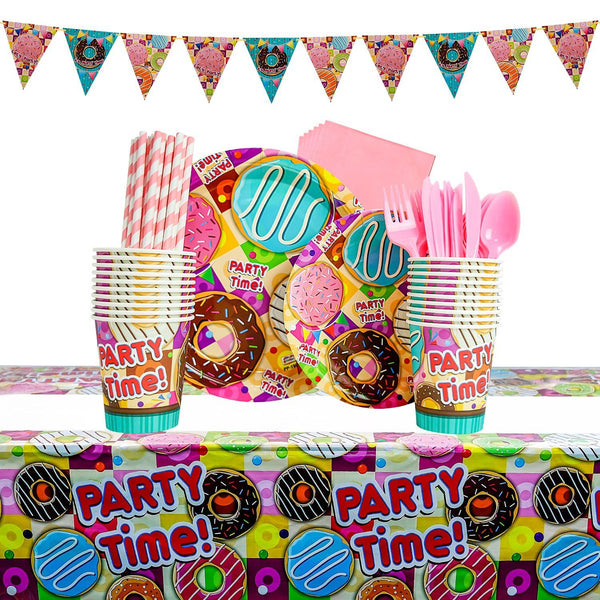 Donut Theme Birthday Party Tableware Package (#Type B)