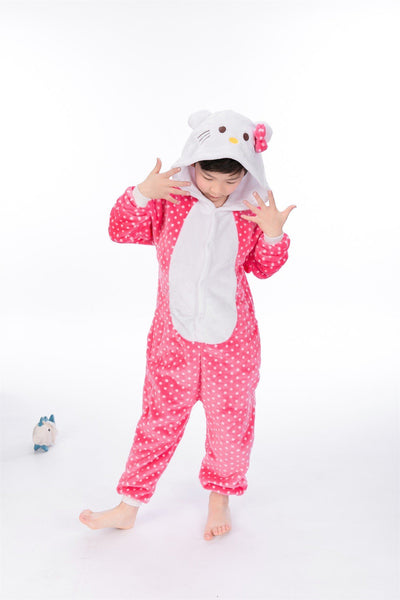 Onesie World Unisex Animal Pyjamas - Dotted Pink Hello Kitty Kid (Cosplay / Nightwear Halloween