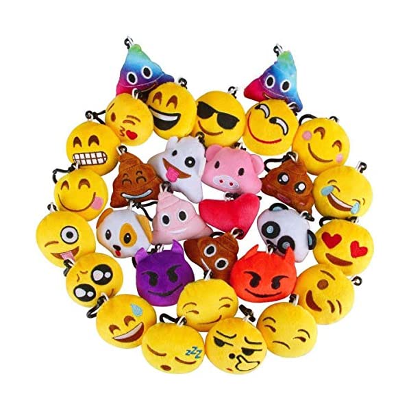 2 X Random Emoji Plush Key Chains Toys