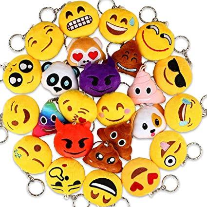2 X Random Emoji Plush Key Chains Toys