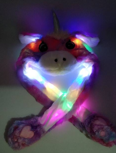 Cute Movable / Jumping Dancing - Ear Galaxy Unicorn Funny Hat With Led Light Animal Hats