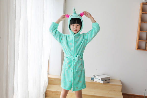 Onesie World Dressing Gown - Mint Unicorn Kids Bathrobe