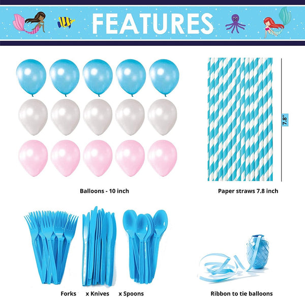 Mermaid Theme Birthday Party Supplies Basic Package (#Type A)