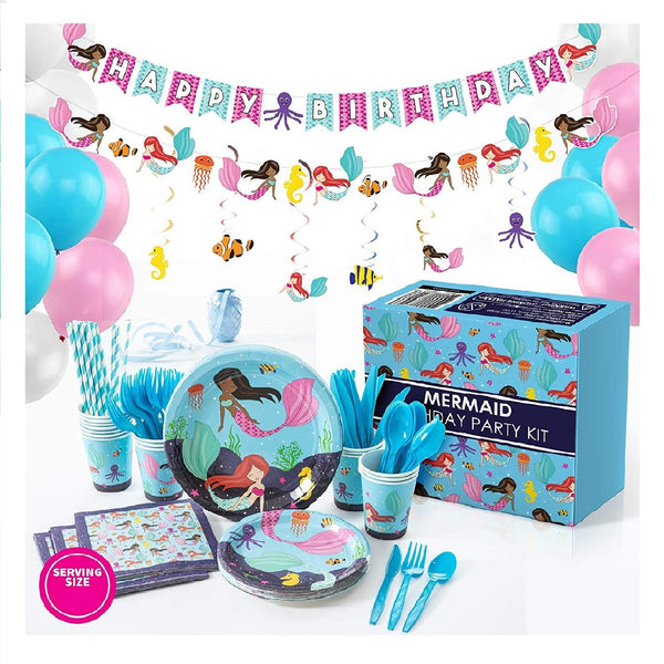 Mermaid Theme Birthday Party Supplies Basic Package (#Type A)