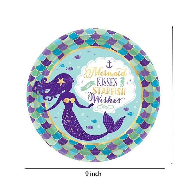 Mermaid Theme Birthday Party Tableware Package (#Type E)