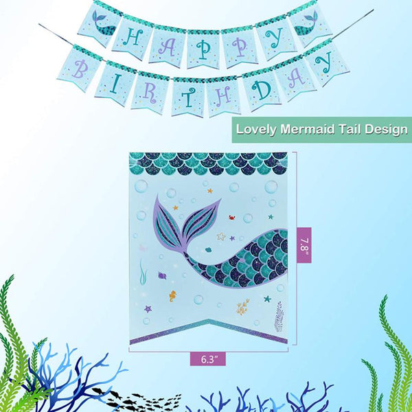 Mermaid Theme Birthday Party Tableware Package (#Type B)