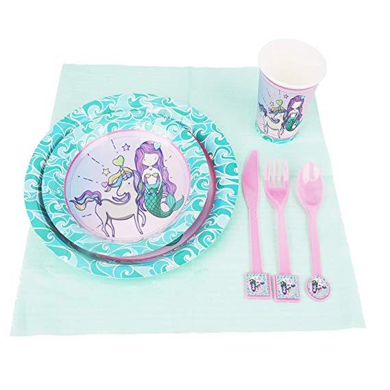 Mermaid Theme Birthday Party Cutlery Package (#Type C)