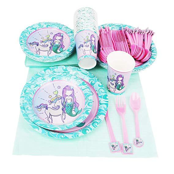 Mermaid Theme Birthday Party Cutlery Package (#Type C)