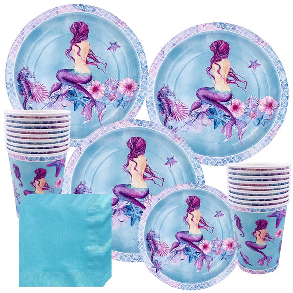 Mermaid Theme Birthday Party Cutlery Package (#Type D)