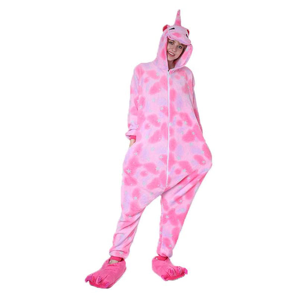 Onesie World Unisex Animal Pyjamas - Pink Star Sleeping Unicorn Adult (Cosplay / Nightwear Halloween