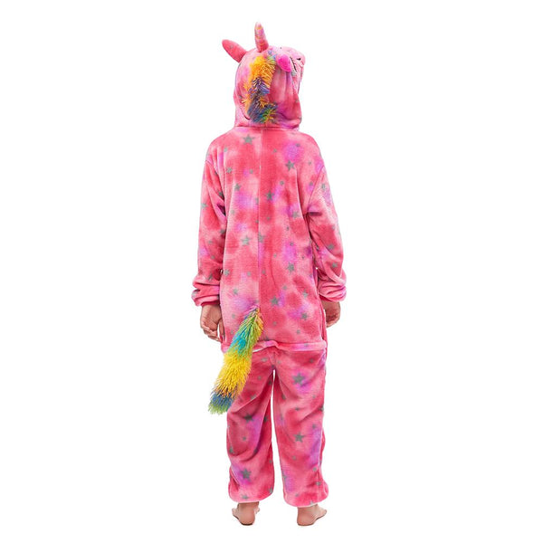 Onesie World Unisex Animal Pyjamas - Pink Star Sleeping Unicorn Kids (Cosplay / Nightwear Halloween