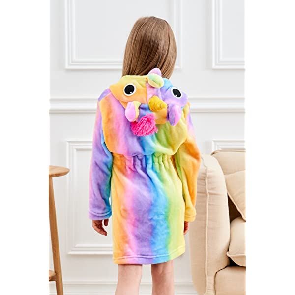 Onesie World Unisex Animal Pyjamas - Colourful Rainbow Striped Unicorn Kids Bathrobe (Cosplay /