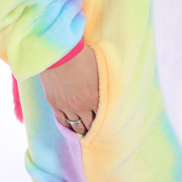 Onesie World Unisex Animal Pyjamas - Rainbow-Stripes Unicorn Adult (Cosplay / Nightwear Halloween