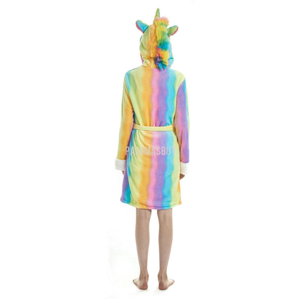 Onesie World Unisex Animal Pyjamas - Colourful Rainbow Striped Unicorn Adult Bathrobe (Cosplay /