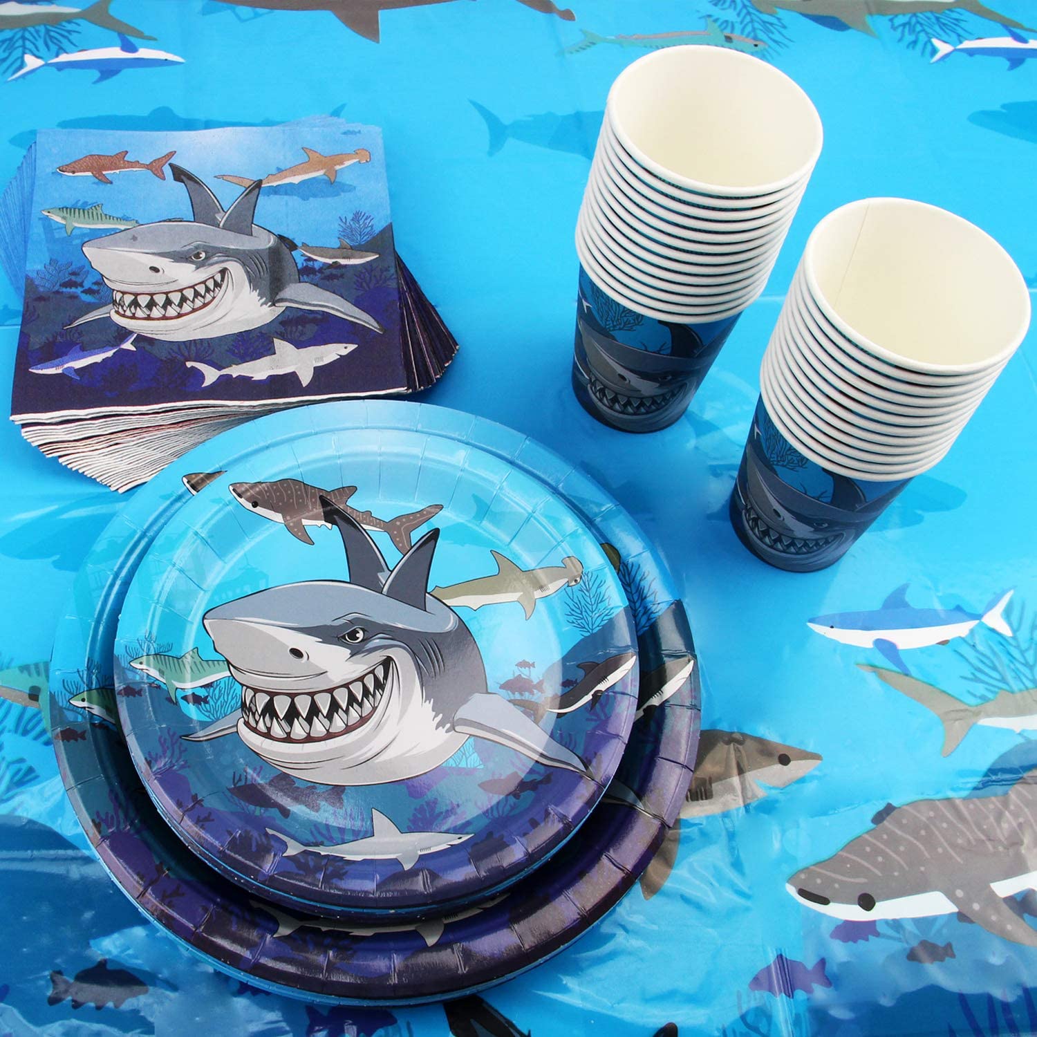 Shark Theme Birthday Party Tableware Package (#Type A)