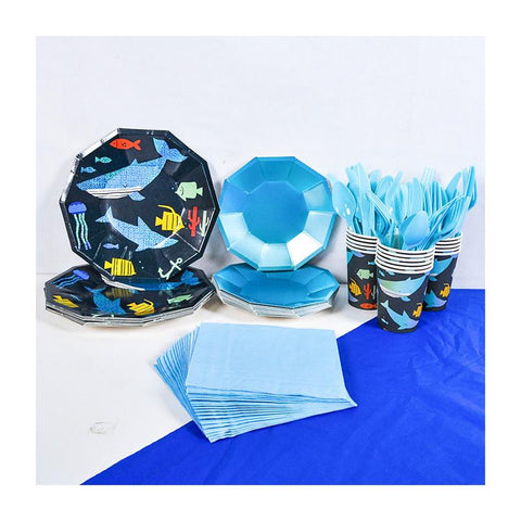 Shark Theme Birthday Party Cutlery Package (#Type A)