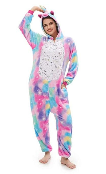 Onesie World Unisex Animal Pyjamas - Rainbow Unicorn With Sparkling Stars Adult (Cosplay / Nightwear