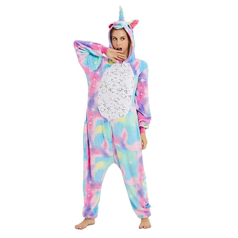 Onesie World Unisex Animal Pyjamas - Rainbow Unicorn With Sparkling Stars Adult (Cosplay / Nightwear
