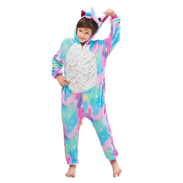 Onesie World Unisex Animal Pyjamas - Rainbow Unicorn With Sparkling Stars Kids (Cosplay / Nightwear