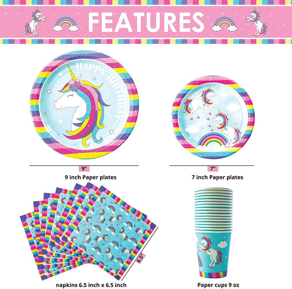 Unicorn Theme Birthday Party Supplies Basic Package (#Type A)