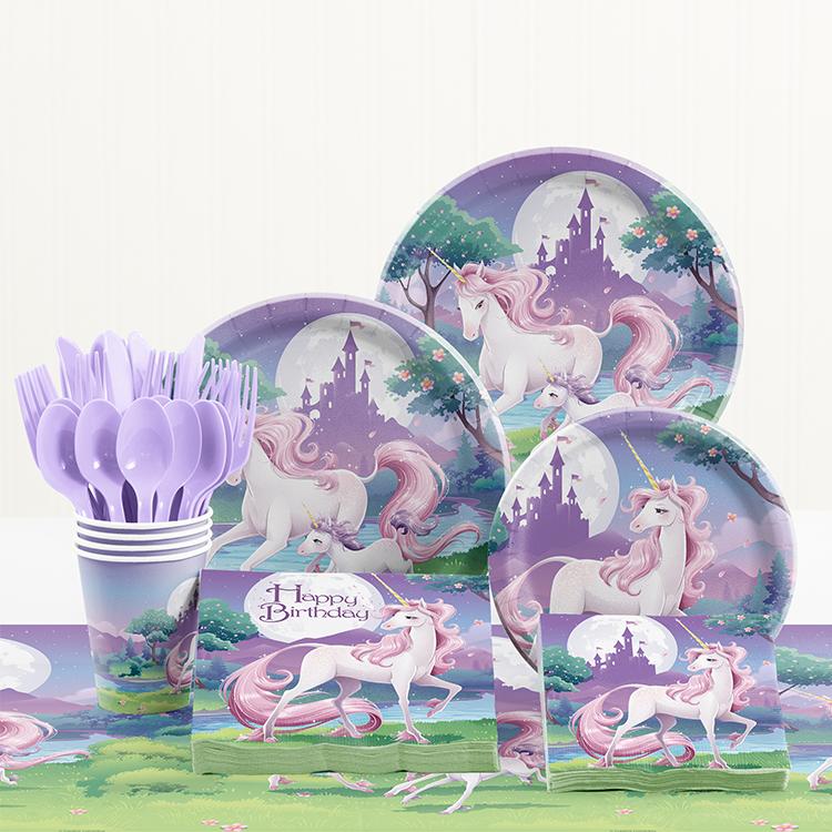 Unicorn Theme Birthday Party Tableware Package (#Type C)