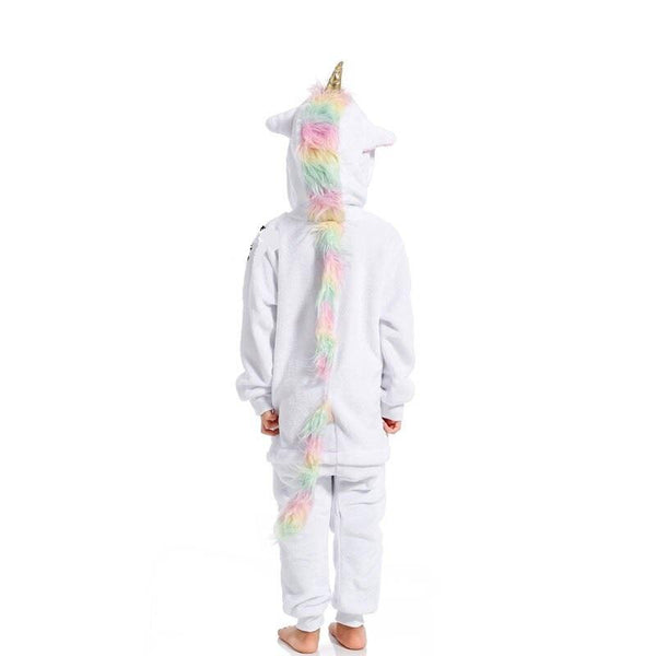 Onesie World Unisex Animal Pyjamas Cosplay White Unicorn Kid - Nightwear Halloween Carnival Novelty