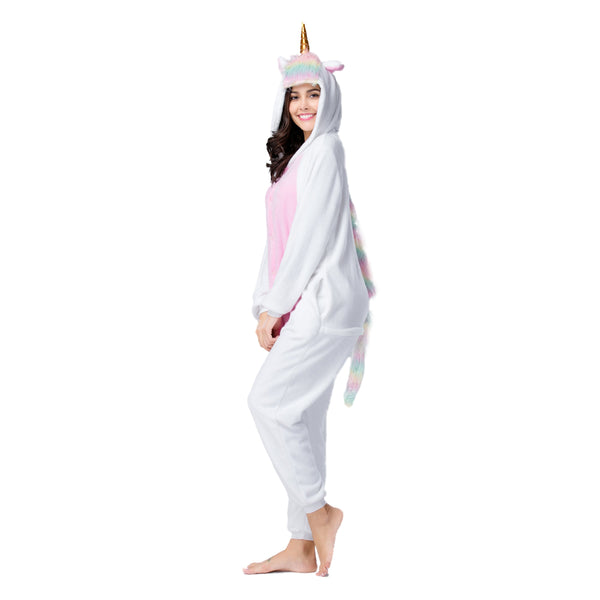 Onesie World Unisex Animal Pyjamas - White Unicorn Adult (Cosplay / Nightwear Halloween Carnival